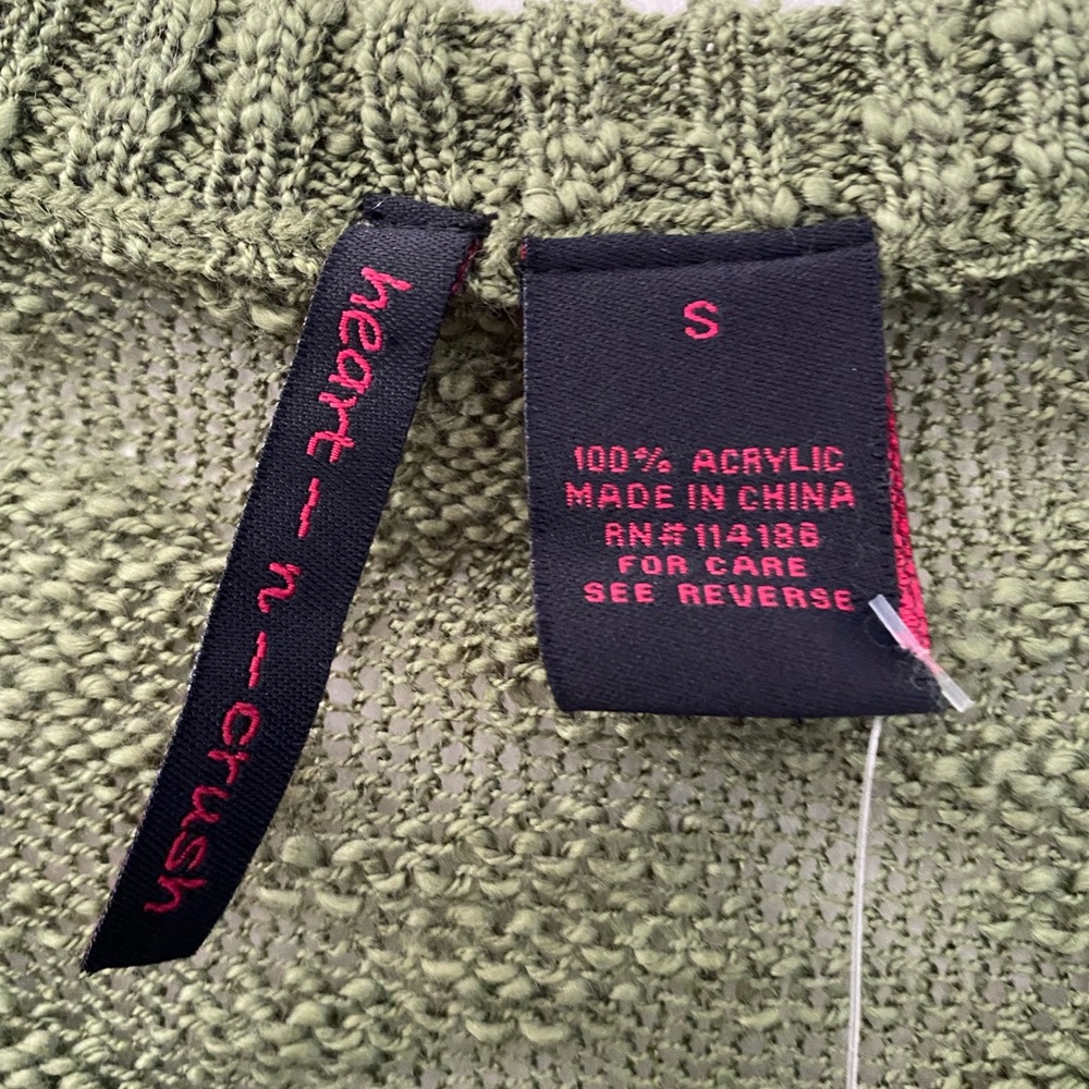 Heart N Crush Green Lightweight Long Sleeve Sweater With Mustache Graphic - Picture 6 of 15